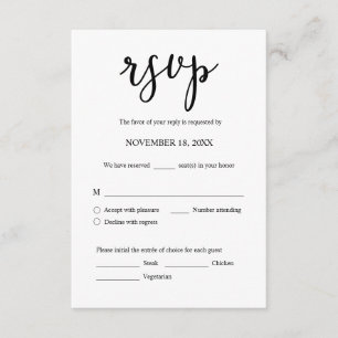 Wedding RSVP Response Card with Meal Options エンクロージャーカード
