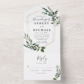 Wedding Rustic Geometric Green Nature Green Modern オールインワン招待状 (内側)