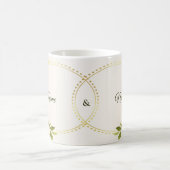 Wedding Rustic Golden Geometric White Floral Peach コーヒーマグカップ (中央)