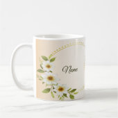 Wedding Rustic Golden Geometric White Floral Peach コーヒーマグカップ (左)