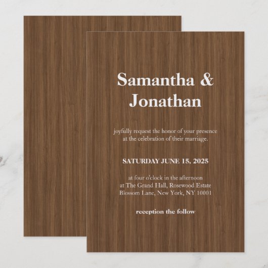 Wedding  rustic retro monogram 招待状 (正面/裏面)