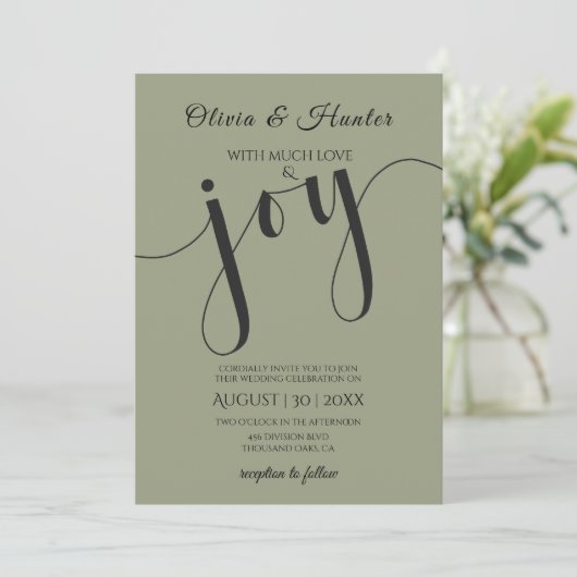 Wedding, Sage Green, Typography, Script,  招待状 (スタンド正面)