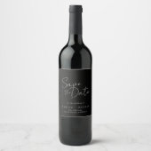 Wedding Save the Date Black and White Wine Label ワインラベル (正面)