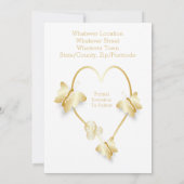 Wedding Save The Date Gold Colour Heart Butterfly セーブザデート (裏面)