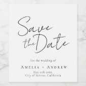Wedding Save the Date Minimalist ワインラベル (シングルラベル)