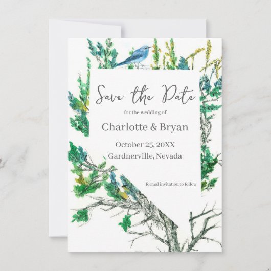 Wedding Save the Date Nevada Bluebird Sagebrush  セーブザデート (正面)
