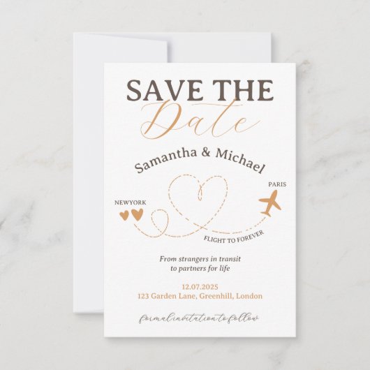 Wedding Save the Date travel flight plane セーブザデート (正面)