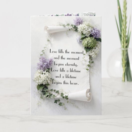 Wedding Scroll with Lilacs and Hydrangeas  カード (正面)