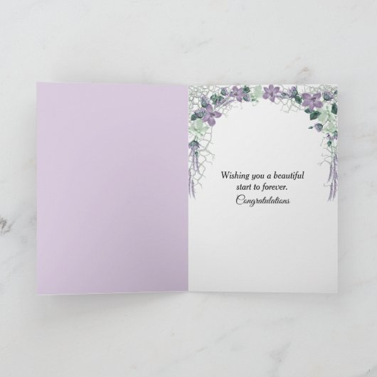 Wedding Scroll with Lilacs and Hydrangeas  カード (内部)