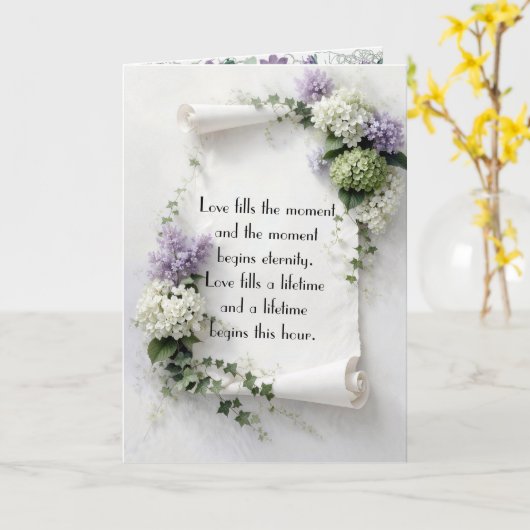 Wedding Scroll with Lilacs and Hydrangeas  カード (黄色い花)
