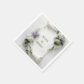 Wedding Scroll with Lilacs and Hydrangeas スタンダードカクテルナプキン (角)