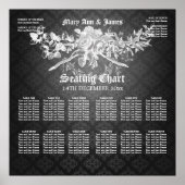 Wedding Seating Chart Baroque Flourish Black ポスター (正面)