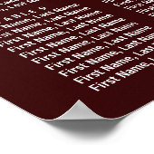 Wedding Seating Chart Burgundy Gold Floral ポスター (角)