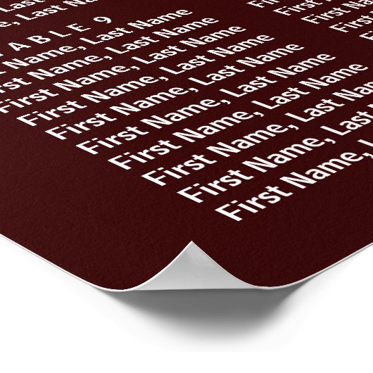 Wedding Seating Chart Burgundy Gold Floral ポスター (角)