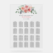 Wedding Seating Chart Floral Romantic Blush Garden アクリルサイン (正面)