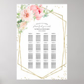 Wedding Seating Chart Sign Elegant Blush Floral ポスター (正面)