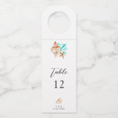 Wedding Seating Chart Table Coastal Beach ボトルネックタグ (正面)
