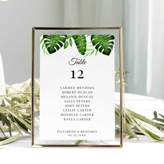 Wedding Seating Chart Table Tropical Greenery  テーブルナンバー