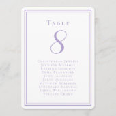 Wedding Seating List Guest Table Number Lavender 招待状 (正面)