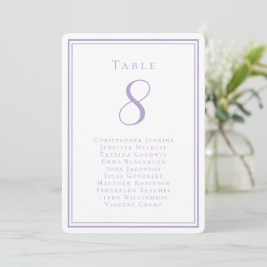 Wedding Seating List Guest Table Number Lavender 招待状 (スタンド正面)