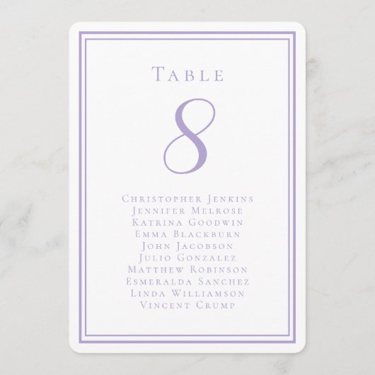 Wedding Seating List Guest Table Number Lavender 招待状 (裏面)