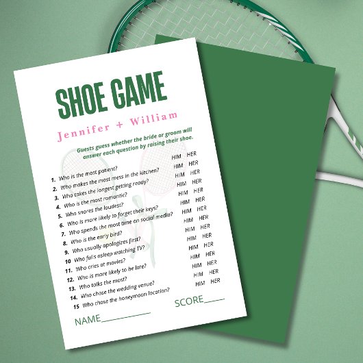 Wedding Shoe Game Bridal Shower Game | Tennis 