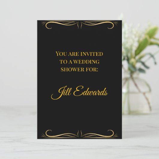 Wedding Shower Invitation-Bridal Black Gold   招待状 (スタンド正面)