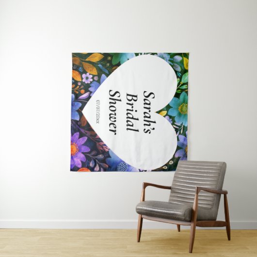 Wedding shower wall poster personalized タペストリー (インサイチュ(横))