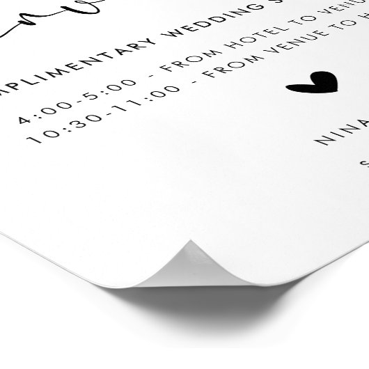 Wedding Shuttle Service Sign ポスター (角)