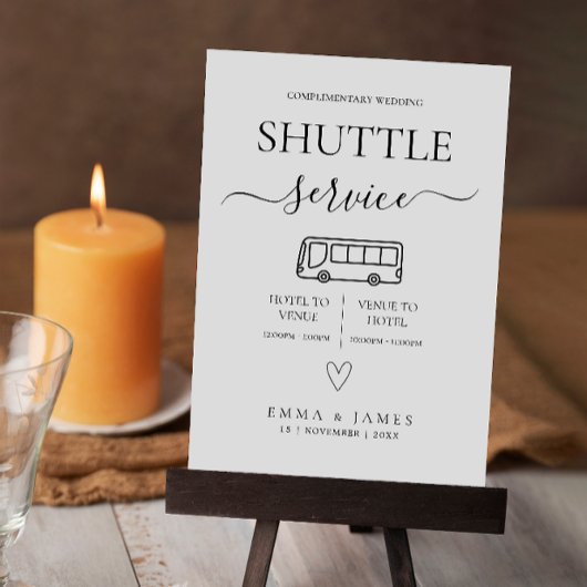 Wedding Shuttle Service Sign DIY Wedding Bus Times 招待状