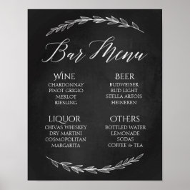 Wedding Sign – Bar Menu Wedding Chalkboard Sign ポスター