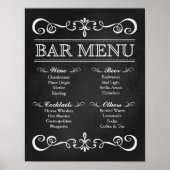 Wedding Sign – Bar Menu Wedding Chalkboard Sign ポスター (正面)