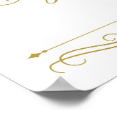 Wedding Sign | Elegant Gold Swirl Calligraphy ポスター (角)