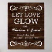 Wedding Sign – Let Love Glow Rustic Wedding Sign ポスター (正面)