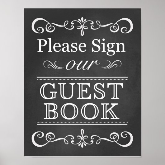 Wedding Sign – Sign Our Guestbook Chalkboard Sign ポスター (正面)