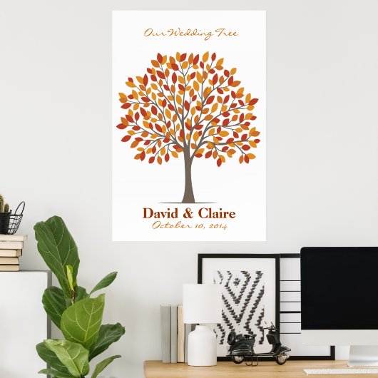 Wedding Signature Tree Poster – Natural Fall-XL ポスター (ホームオフィス)