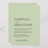 Wedding Simple Light Olive 招待状 (正面/裏面)