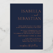 Wedding Simple Midnight Blue Navy Foil 箔招待状 (正面)