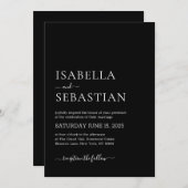 Wedding Simple Modern Black 招待状 (正面/裏面)