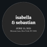 Wedding Simple Modern Black Retro ラウンドシール<br><div class="desc">Wedding Simple Modern Black Retro</div>
