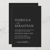 Wedding Simple Modern Dark Gray 招待状 (正面/裏面)