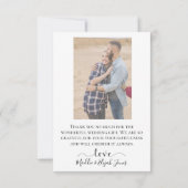 Wedding, Simple, Script, Black & White Thank You サンキューカード (裏面)