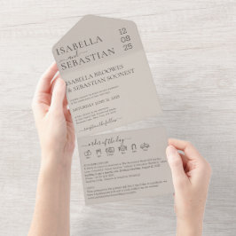 Wedding Soft Beige All in one invite save the date オールインワン招待状