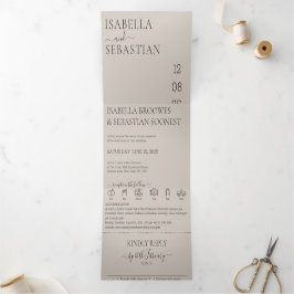 Wedding Soft Beige All in one set 三つ折り招待状