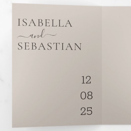 Wedding Soft Beige All in one set kindly reply 三つ折り招待状 (内部最初)