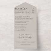 Wedding Soft Beige Kindly Reply invite オールインワン招待状 (内側)