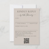Wedding Soft Beige Signature QR Code Kindly Reply 出欠カード (正面)