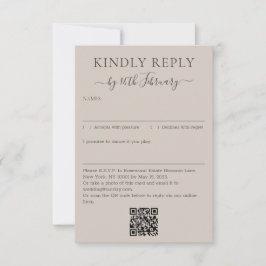 Wedding Soft Beige Signature QR Code Kindly Reply 出欠カード