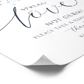 Wedding Spread Love Not Germs Sign Navy Floral ポスター (角)