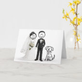 Wedding Stick Figures with Best Man Dog カード (黄色い花)